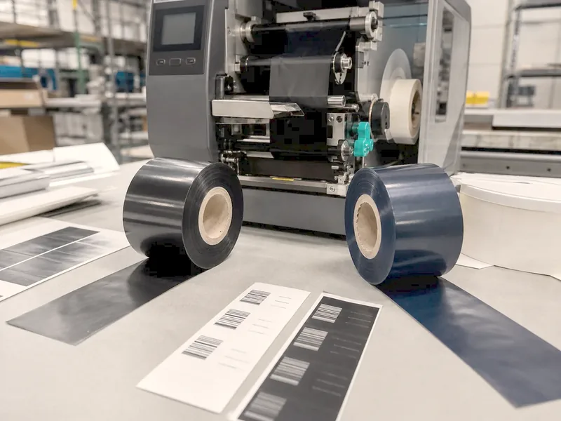 Wax-resin termal transfer ribon rulosunun yakın görünümü