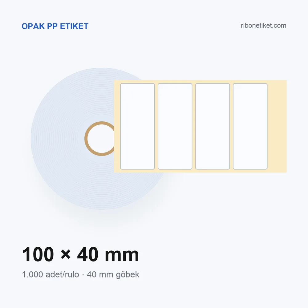 100x40 mm Opak PP Etiket