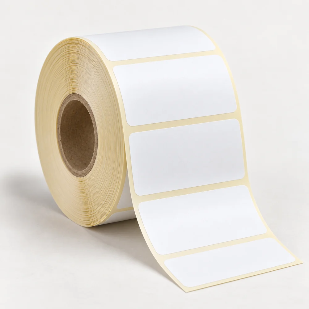 100×70 mm opak pp etiket rulosu, tek sıra, 40 mm göbek