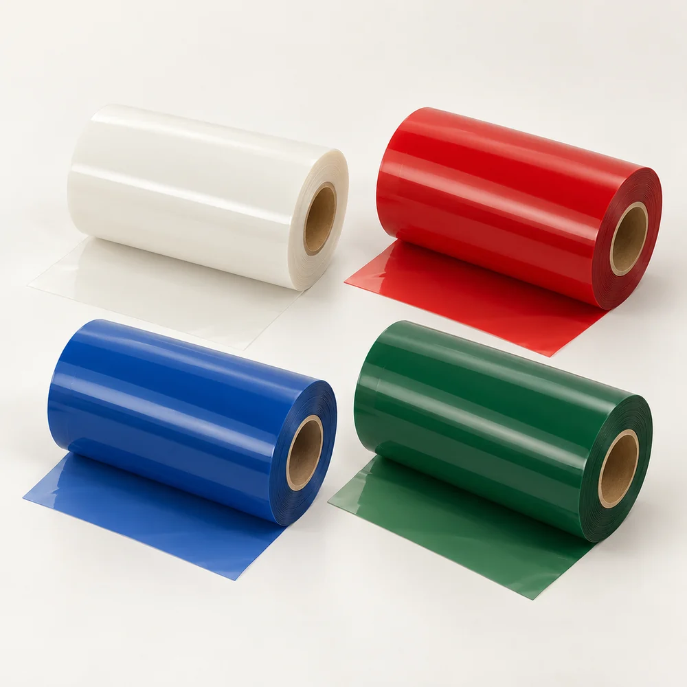 110 mm × 300 m renkli resin ribon ruloları, 25,4 mm göbek