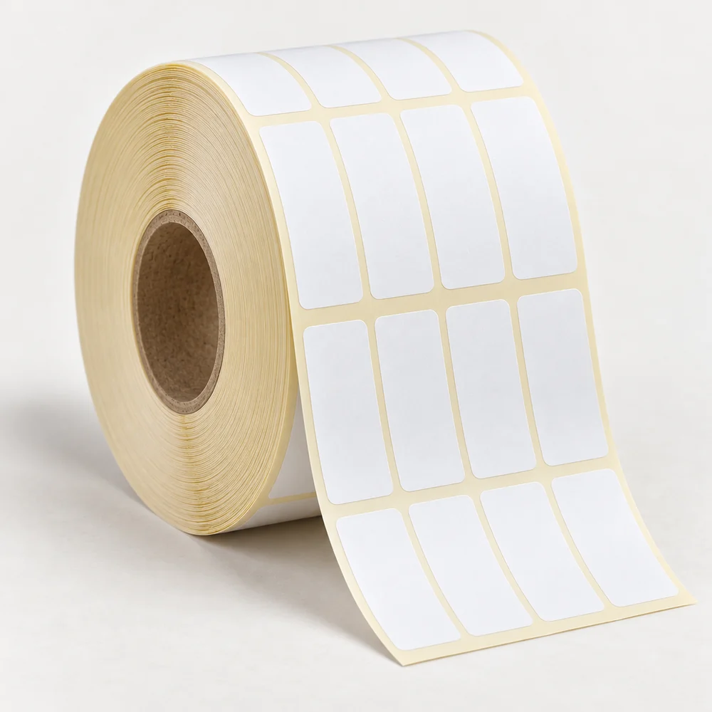 25×40 mm termal etiket rulosu, 4 sıra, 40 mm göbek