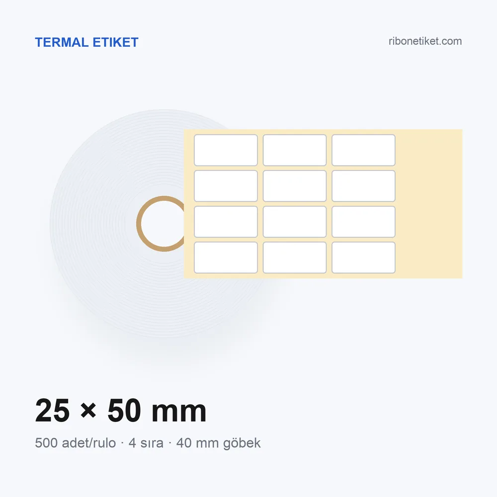 25x50 mm Termal Etiket, 4'li sıra