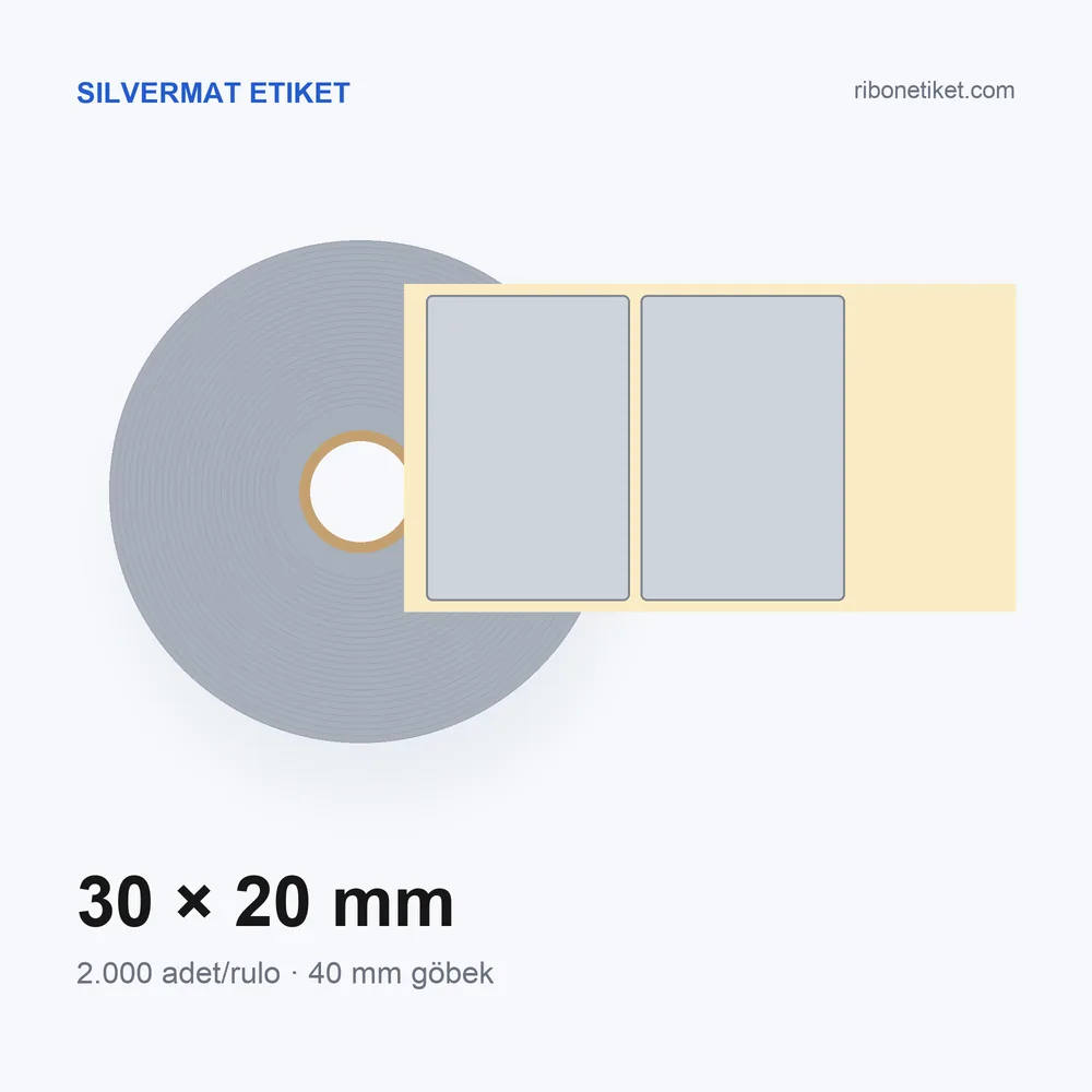 30x20 mm Silvermat Etiket