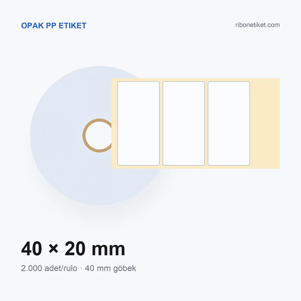 40x20 mm Opak PP Etiket