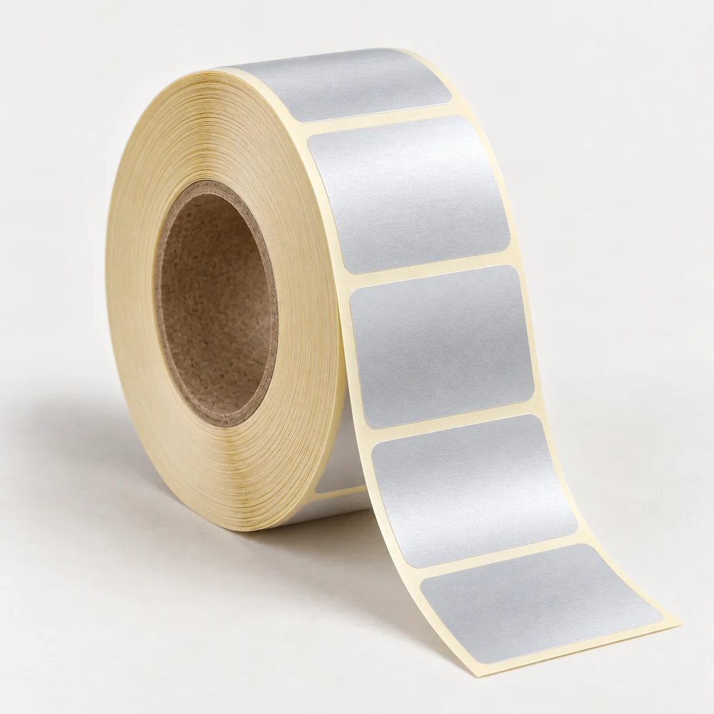 40×30 mm silvermat etiket rulosu, tek sıra, 40 mm göbek