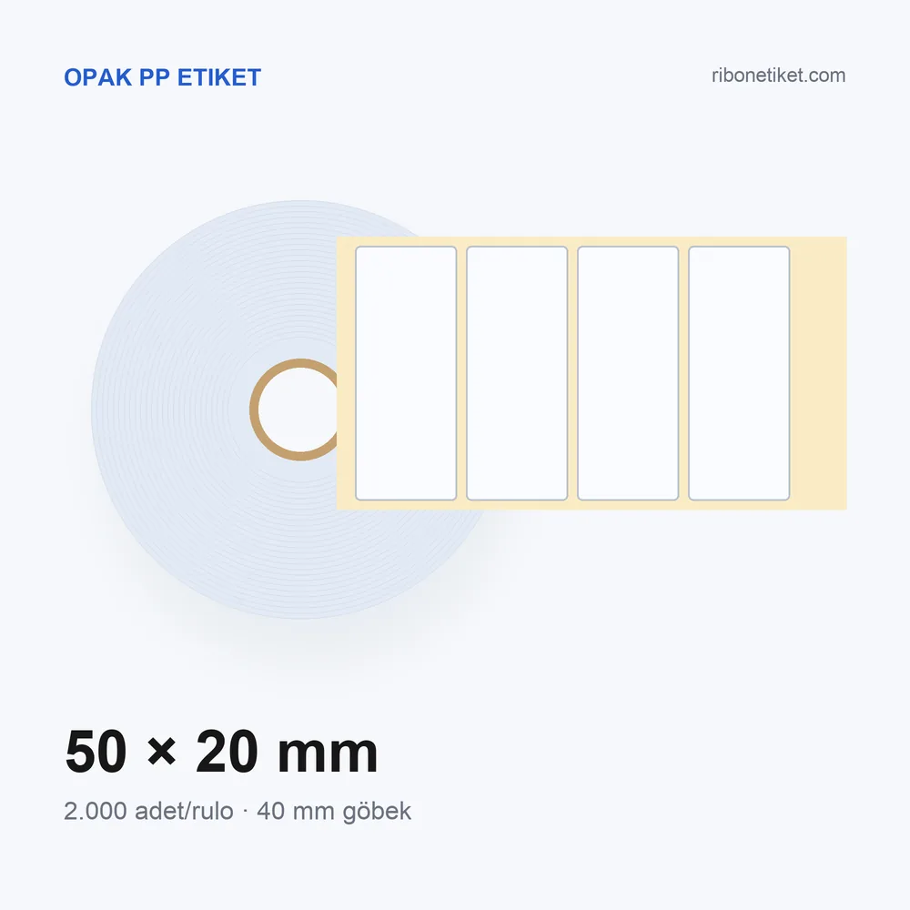 50x20 mm Opak PP Etiket