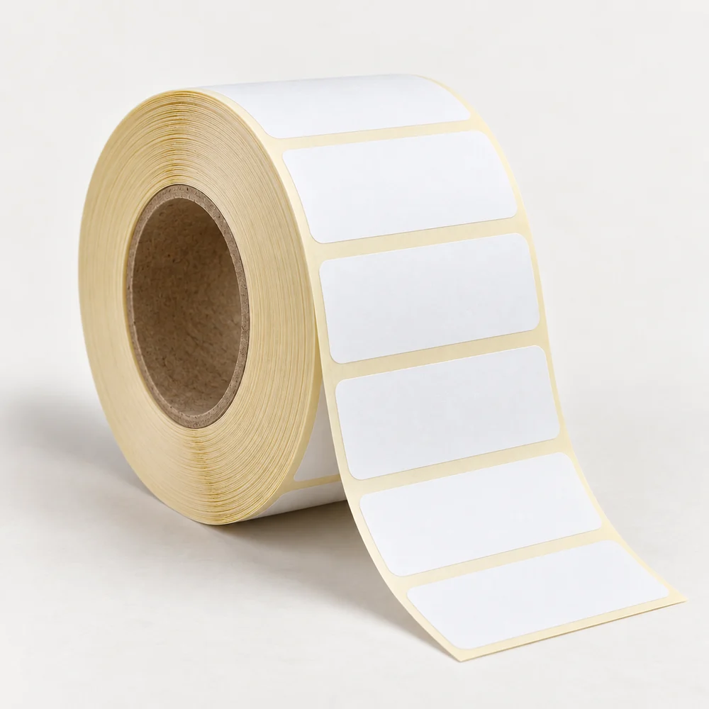 50×20 mm termal etiket rulosu, tek sıra, 40 mm göbek