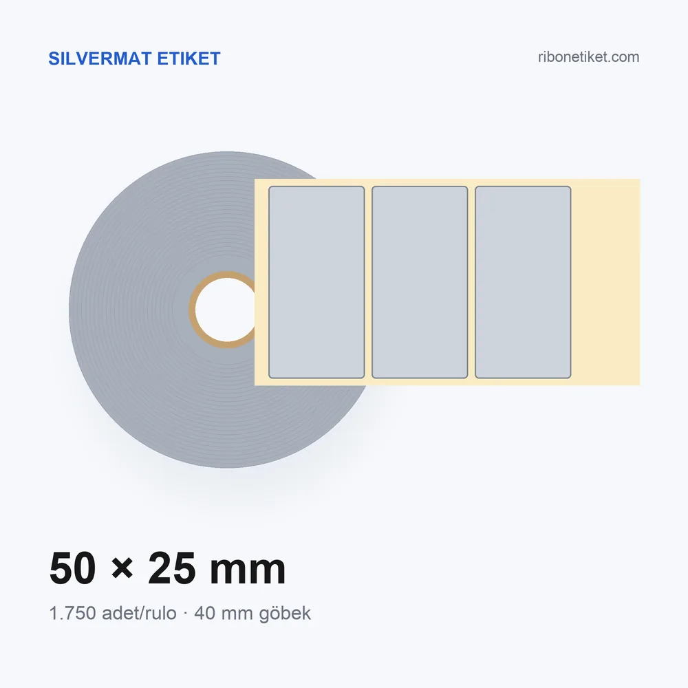 50x25 mm Silvermat Etiket