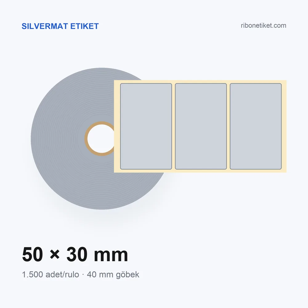 50x30 mm Silvermat Etiket