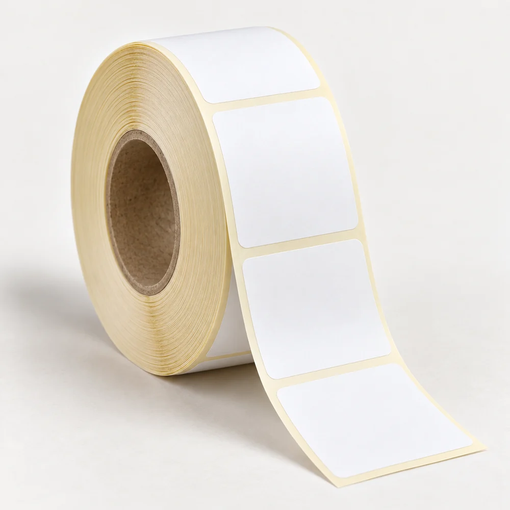 55×80 mm kuşe etiket rulosu, tek sıra, 40 mm göbek