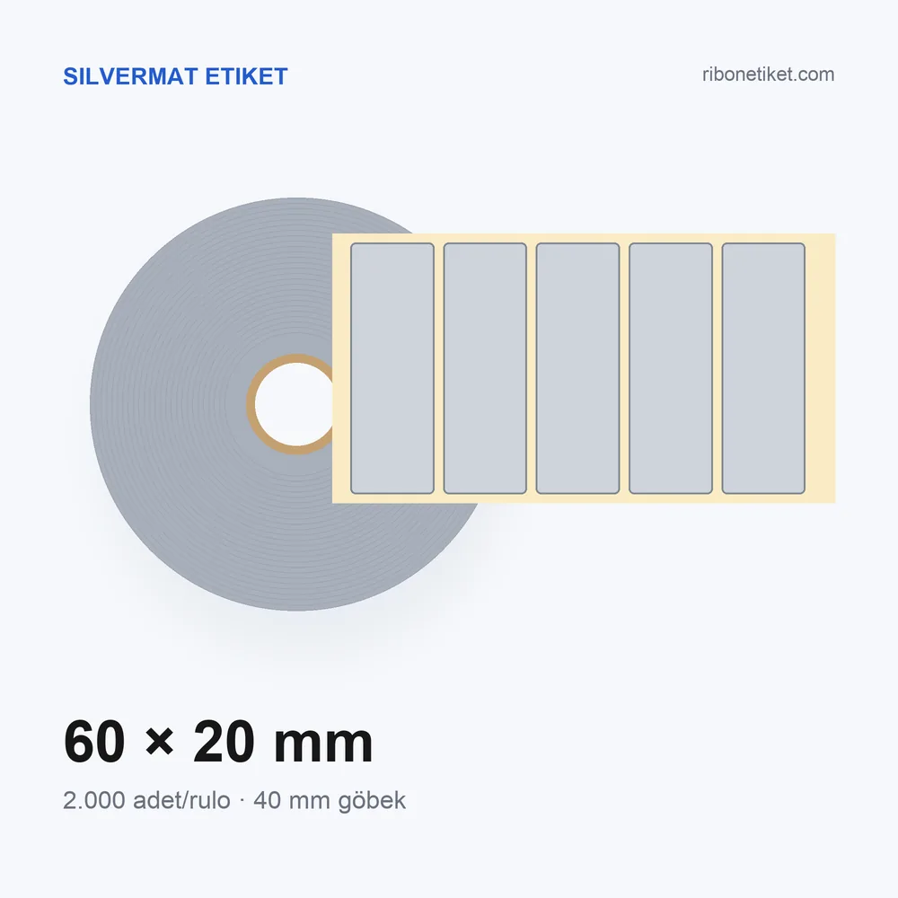 60x20 mm Silvermat Etiket