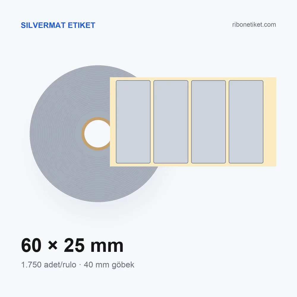 60x25 mm Silvermat Etiket