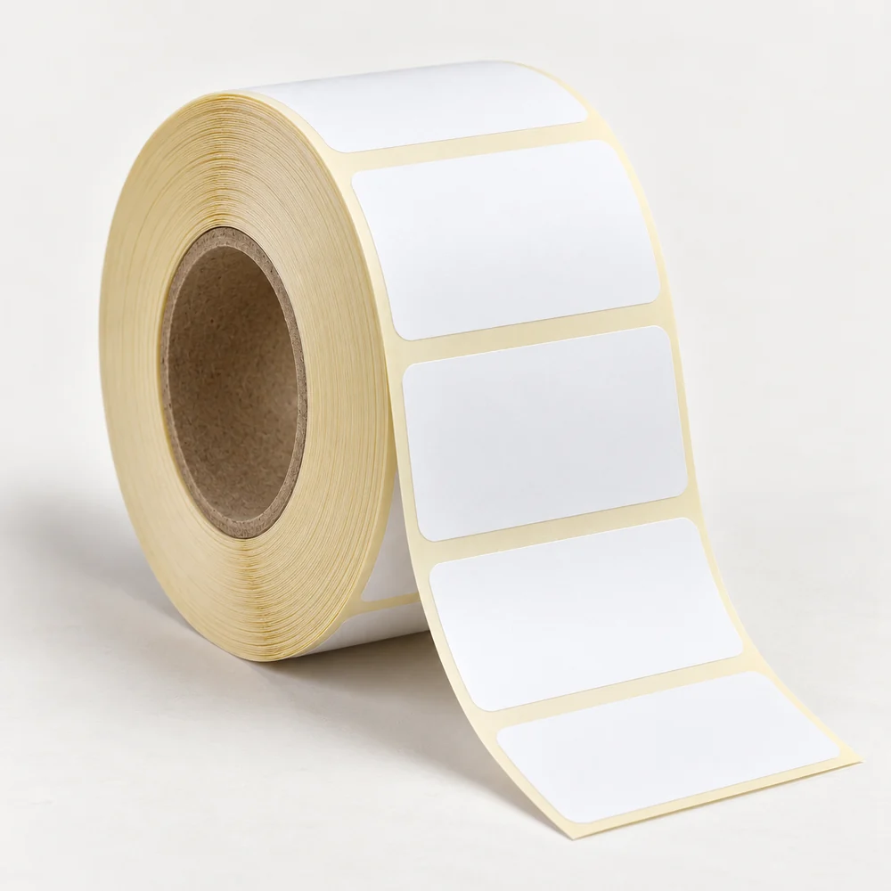 60×40 mm opak pp etiket rulosu, tek sıra, 40 mm göbek