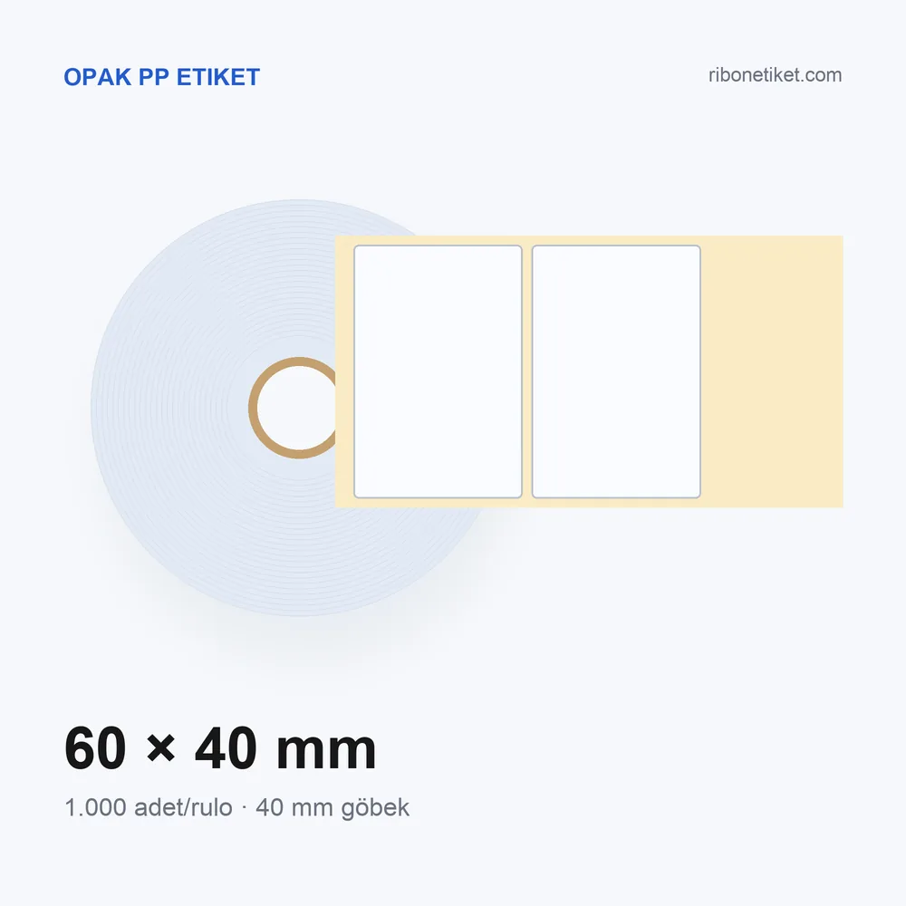 60x40 mm Opak PP Etiket