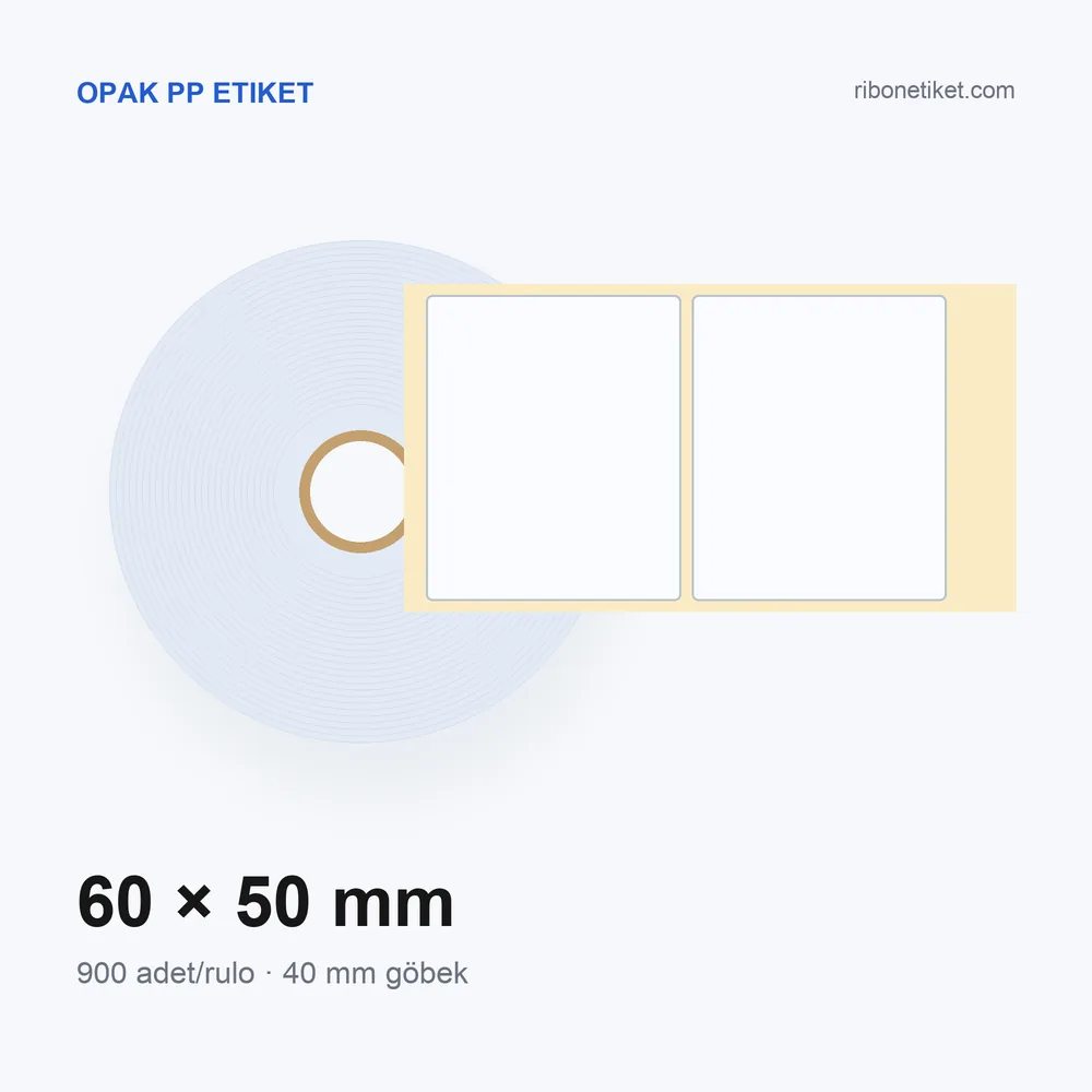 60x50 mm Opak PP Etiket