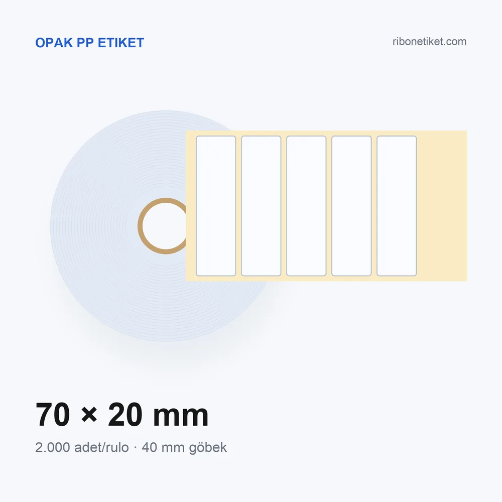 70x20 mm Opak PP Etiket
