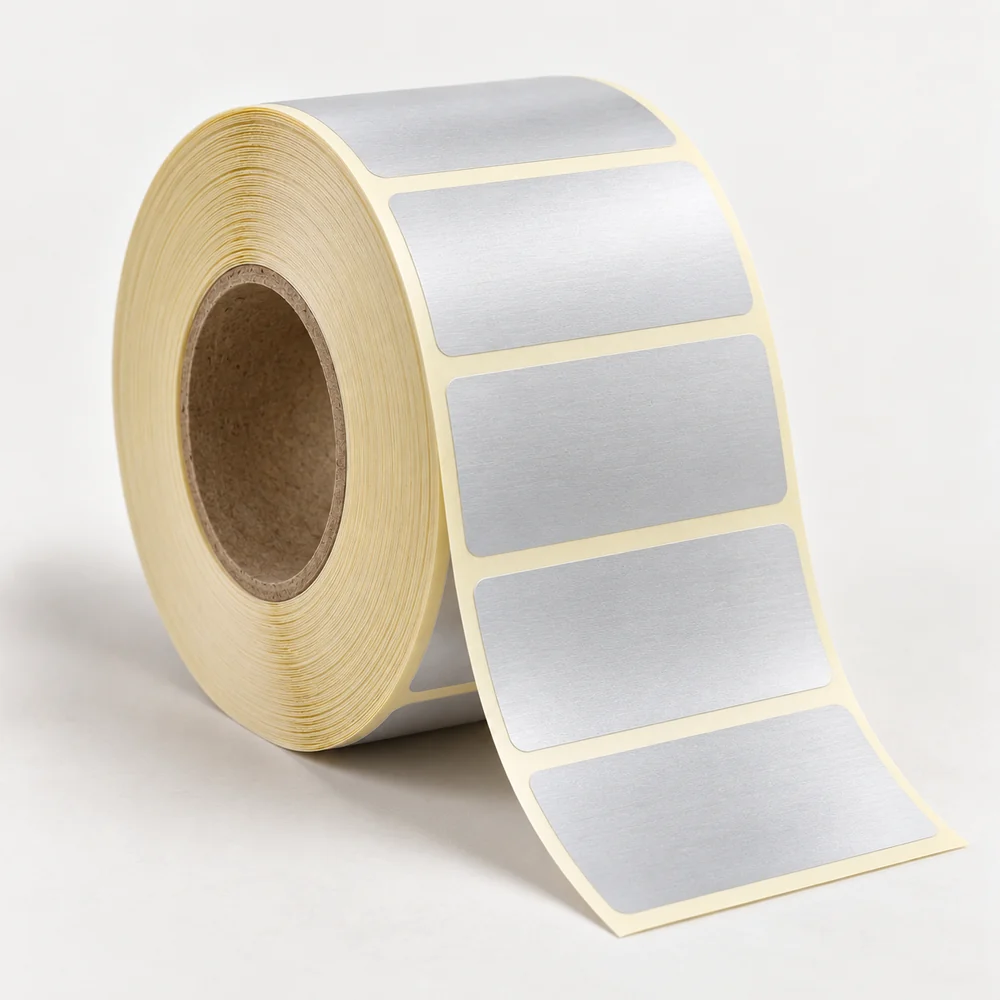 70×30 mm silvermat etiket rulosu, tek sıra, 40 mm göbek