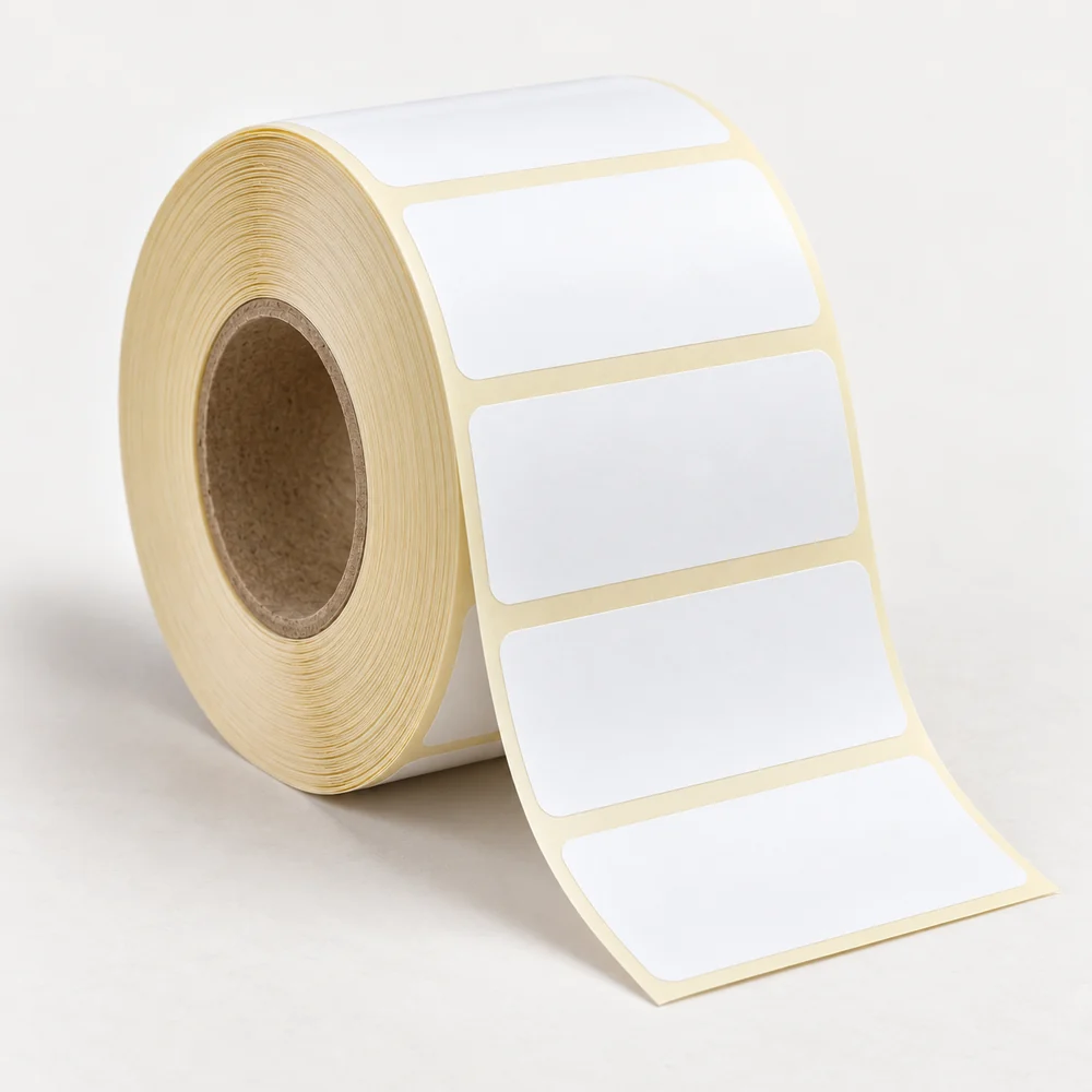 70×40 mm opak pp etiket rulosu, tek sıra, 40 mm göbek