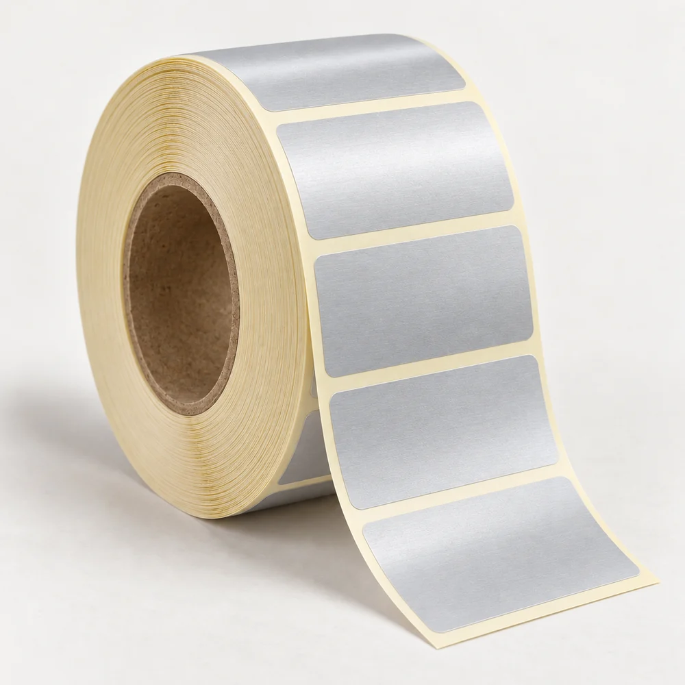 70×40 mm silvermat etiket rulosu, tek sıra, 40 mm göbek