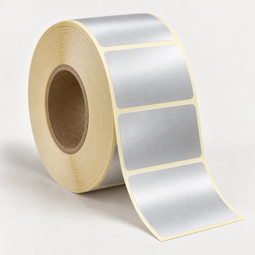 70×60 mm silvermat etiket rulosu, tek sıra, 40 mm göbek