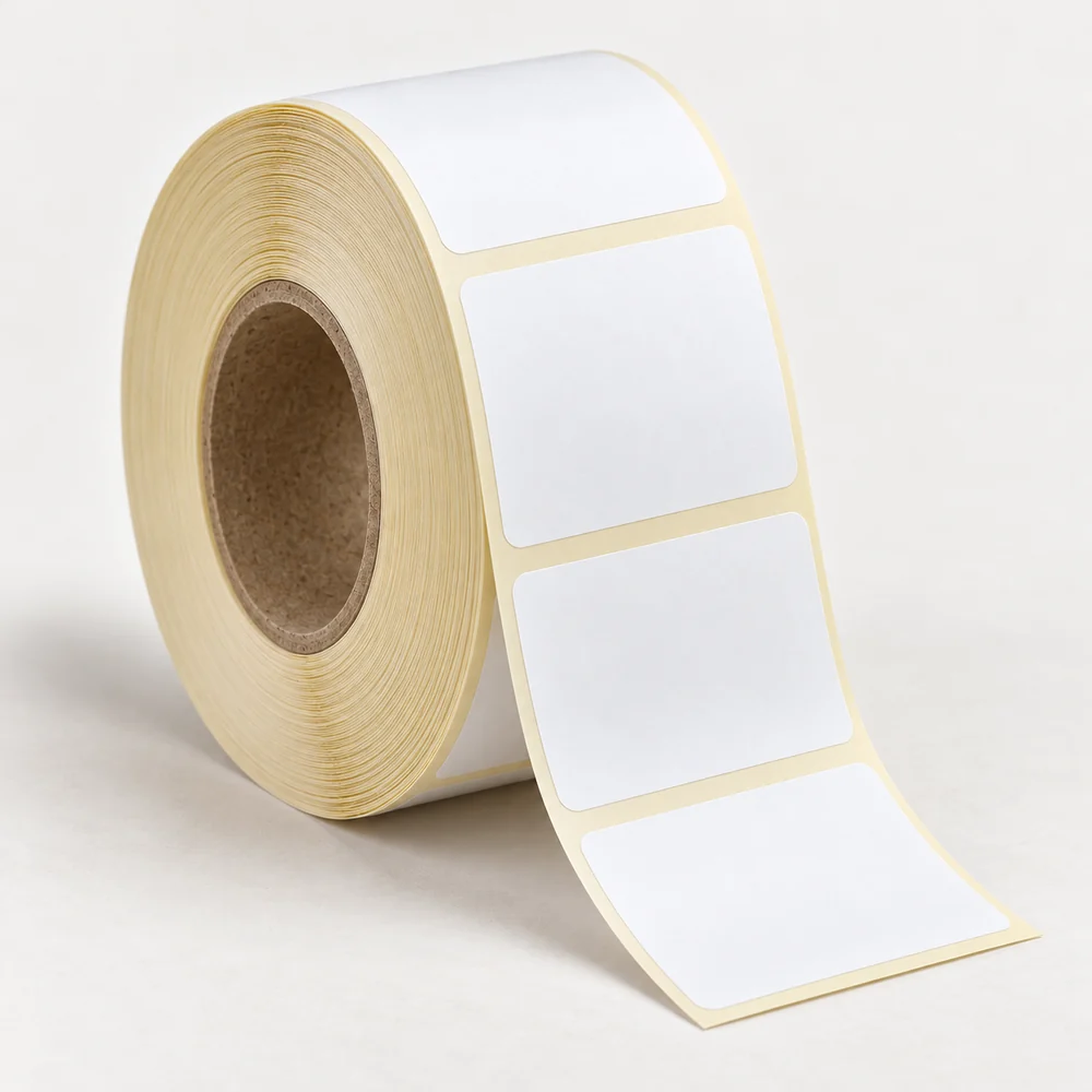 70×70 mm opak pp etiket rulosu, tek sıra, 40 mm göbek