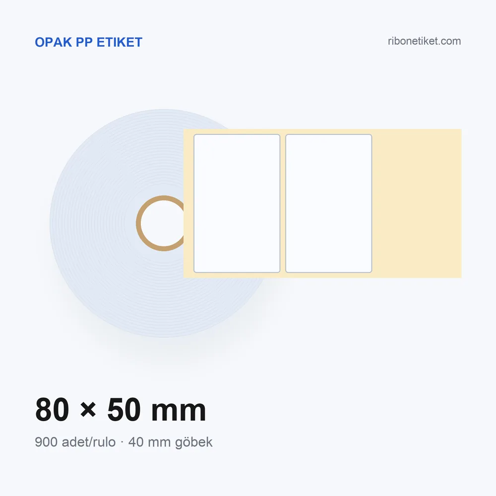 80x50 mm Opak PP Etiket