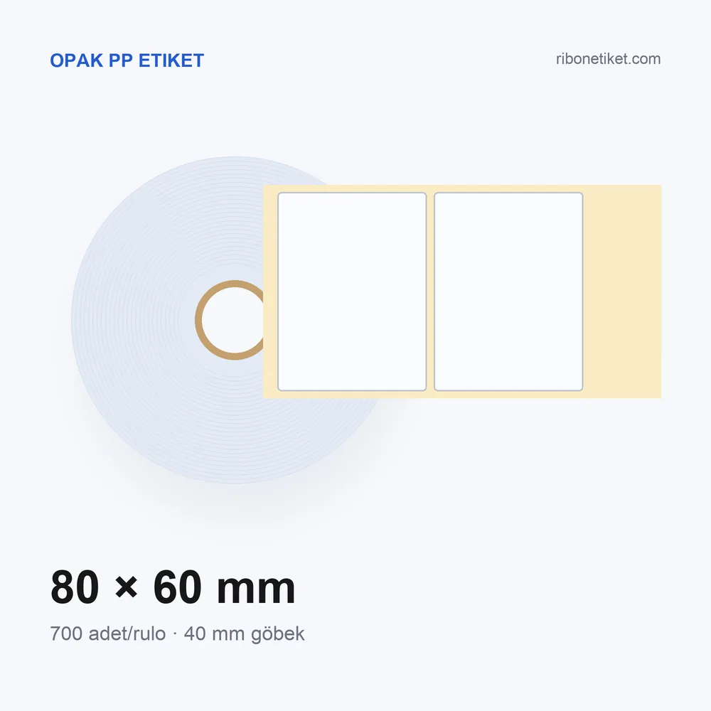 80x60 mm Opak PP Etiket