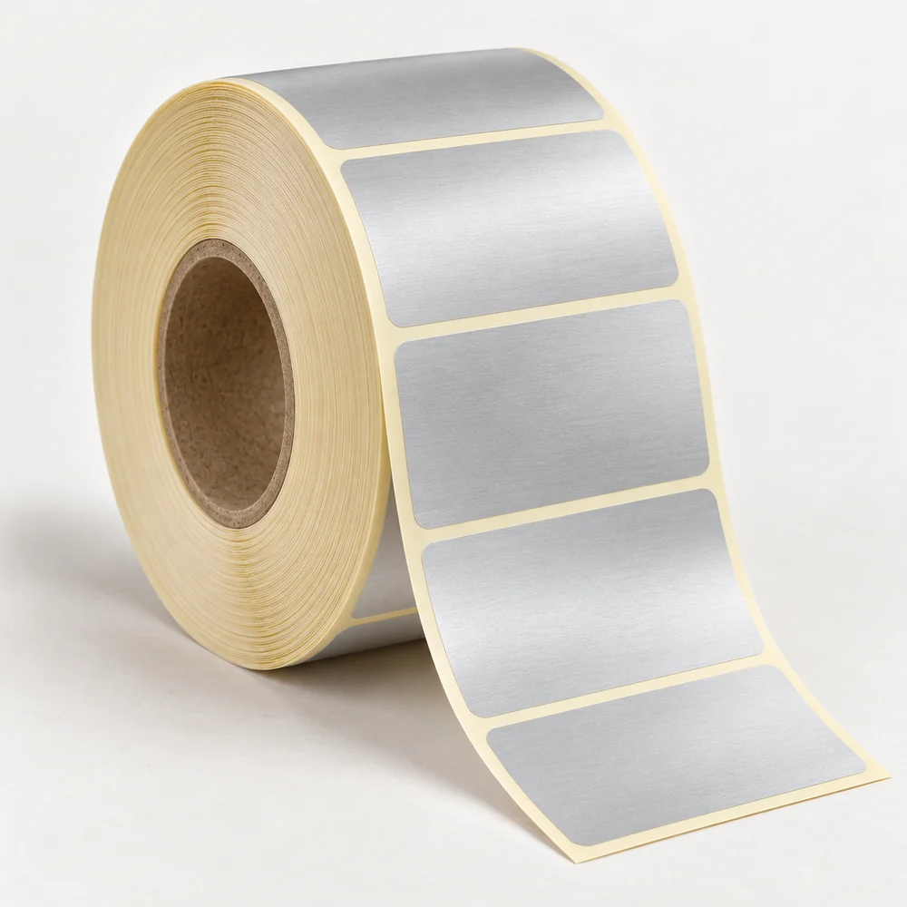 80×60 mm silvermat etiket rulosu, tek sıra, 40 mm göbek