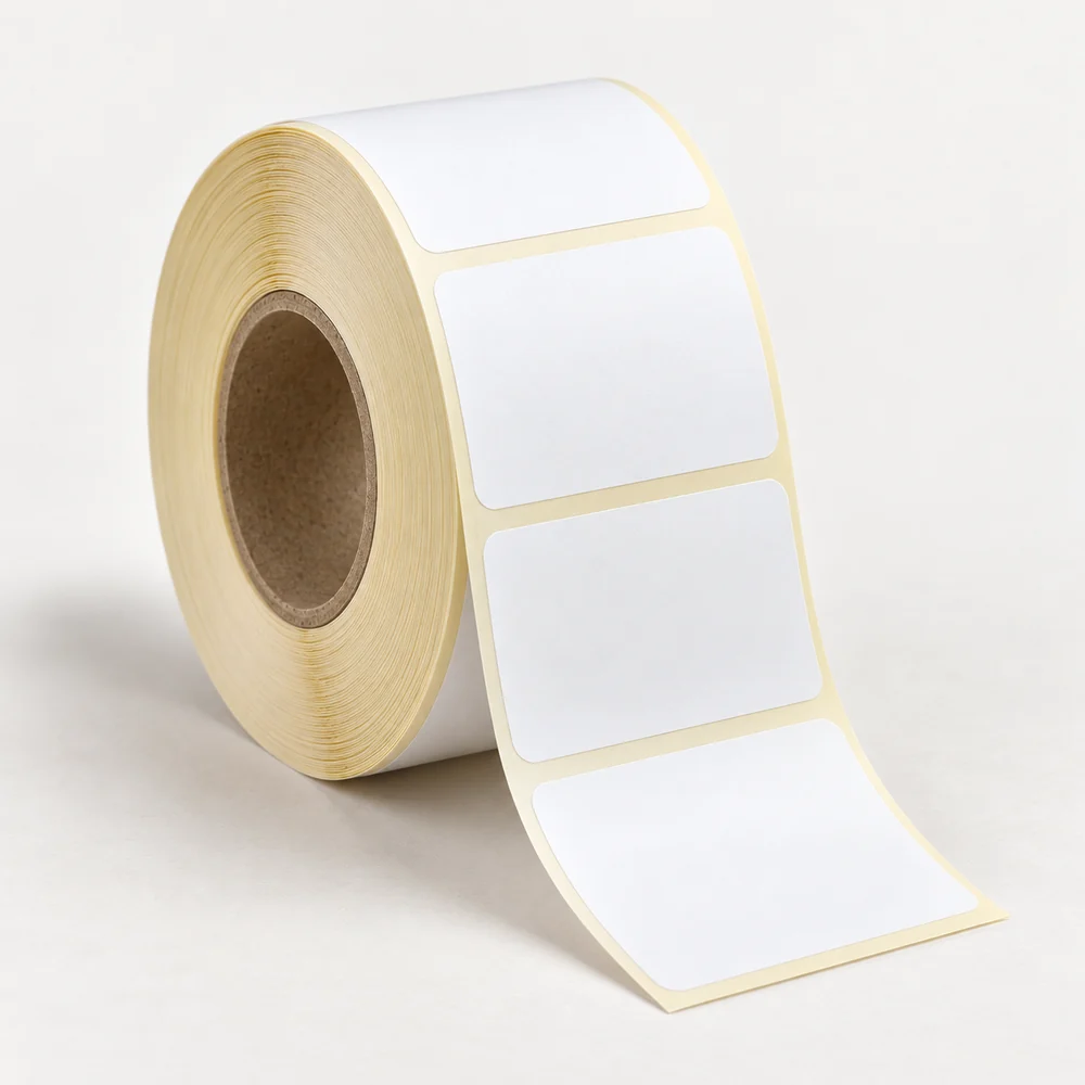 80×80 mm opak pp etiket rulosu, tek sıra, 40 mm göbek