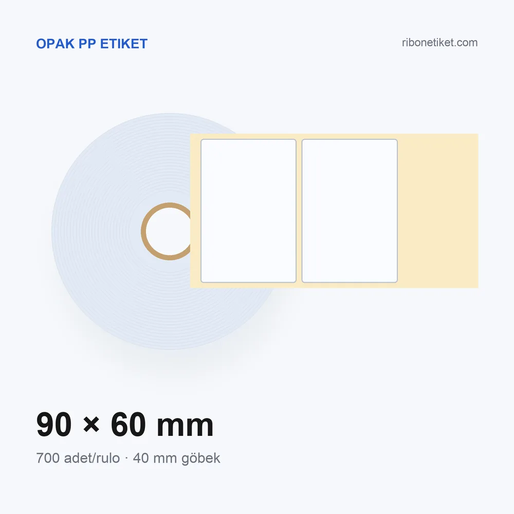 90x60 mm Opak PP Etiket